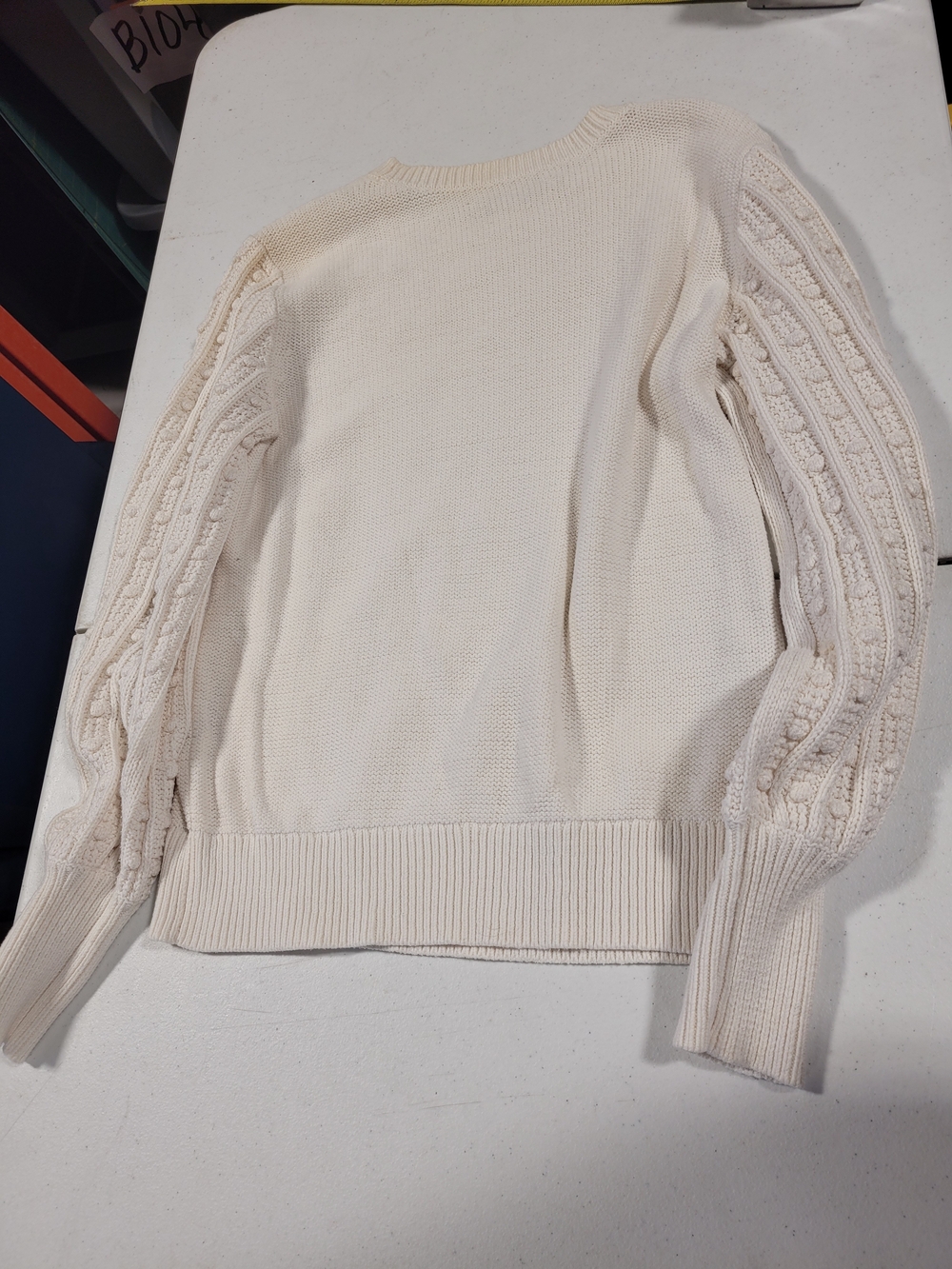 LOFT Cream Cable-Knit Crewneck Sweater - Picture 3 of 4